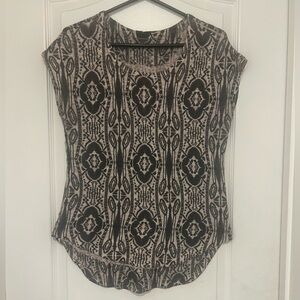Ginger Girl - Black and Beige Soft Fabric Short Sleeved Top - Large